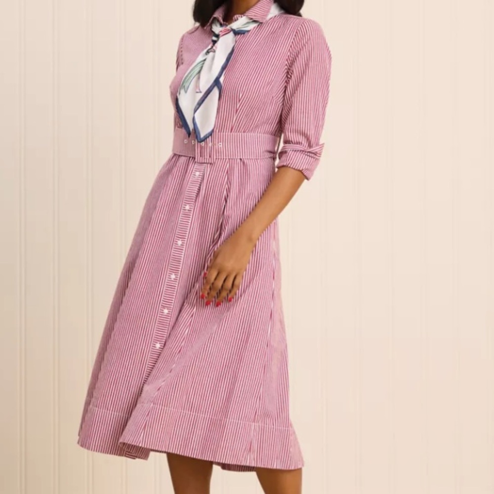 Crown & Ivy Red Striped Long Sleeve Dress